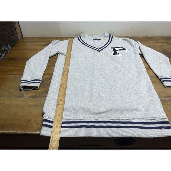 Polo Ralph Lauren V-neck Fleece in Grey Varsity Letterman Sweatshirt Dress XS - Picture 7 of 11